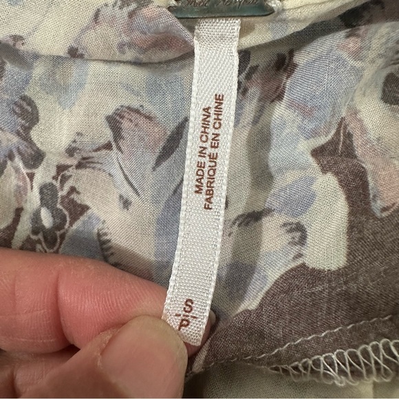 Free People Floral Cream and Brown Top - Picture 3 of 4